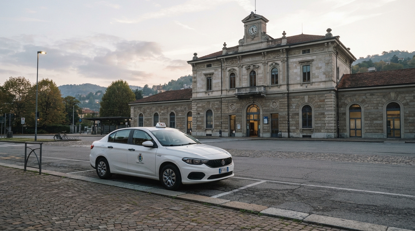 Taxi davanti alla stazione di Como San Giovanni