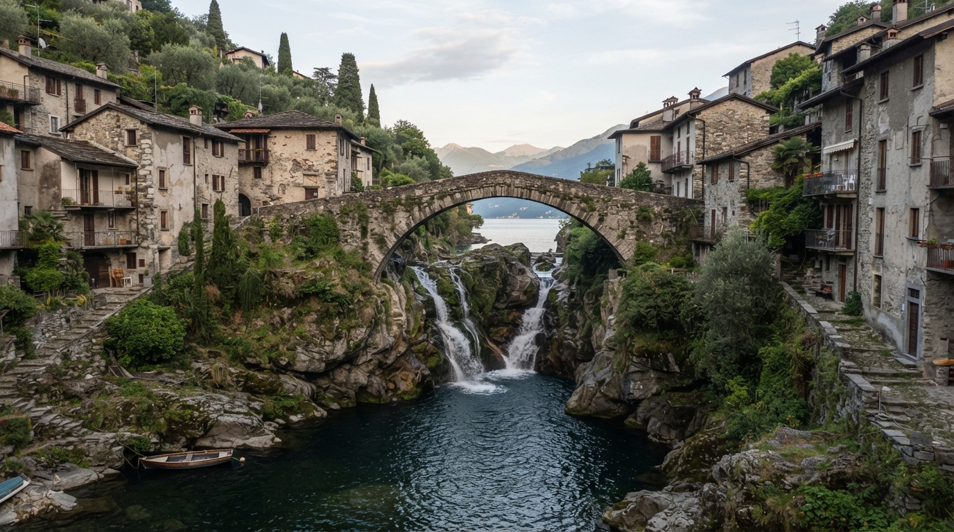 La cascata sotto il ponte di Nesso