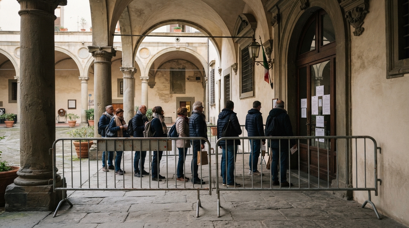 Fila all’ingresso ufficiale di un museo