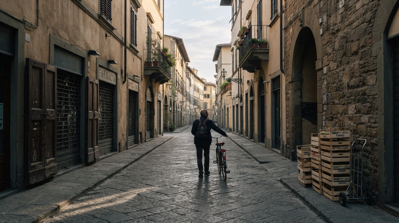 Strada pedonale del centro al mattino