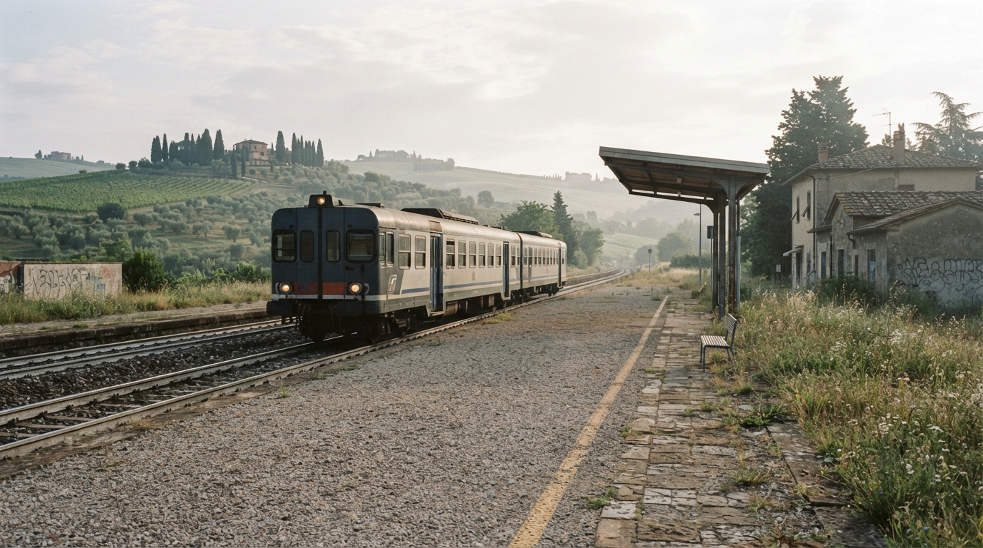 Treno regionale nella campagna toscana