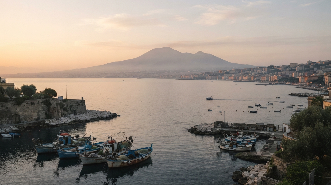 Il golfo di Napoli con il Vesuvio