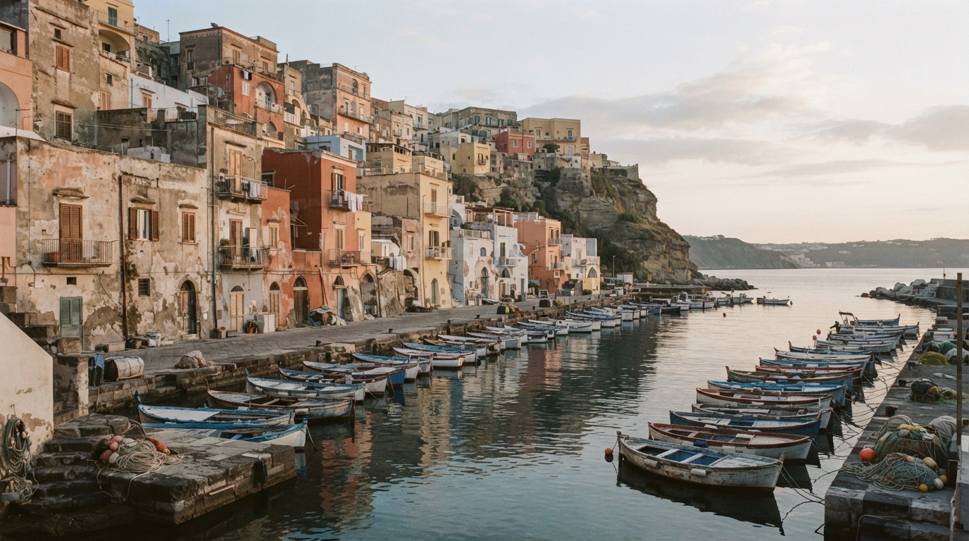 Barche ormeggiate alla Marina Corricella, Procida