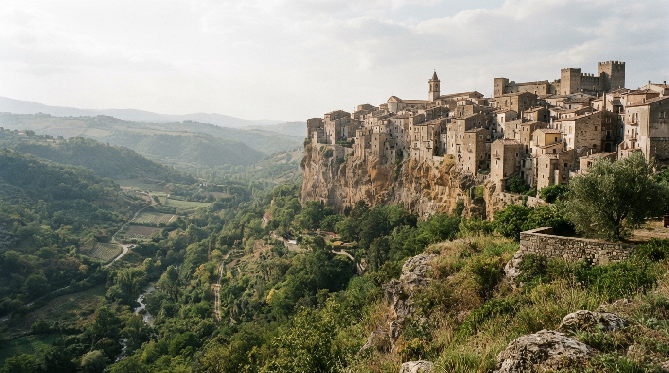 Borgo sul costone di tufo sopra la valle