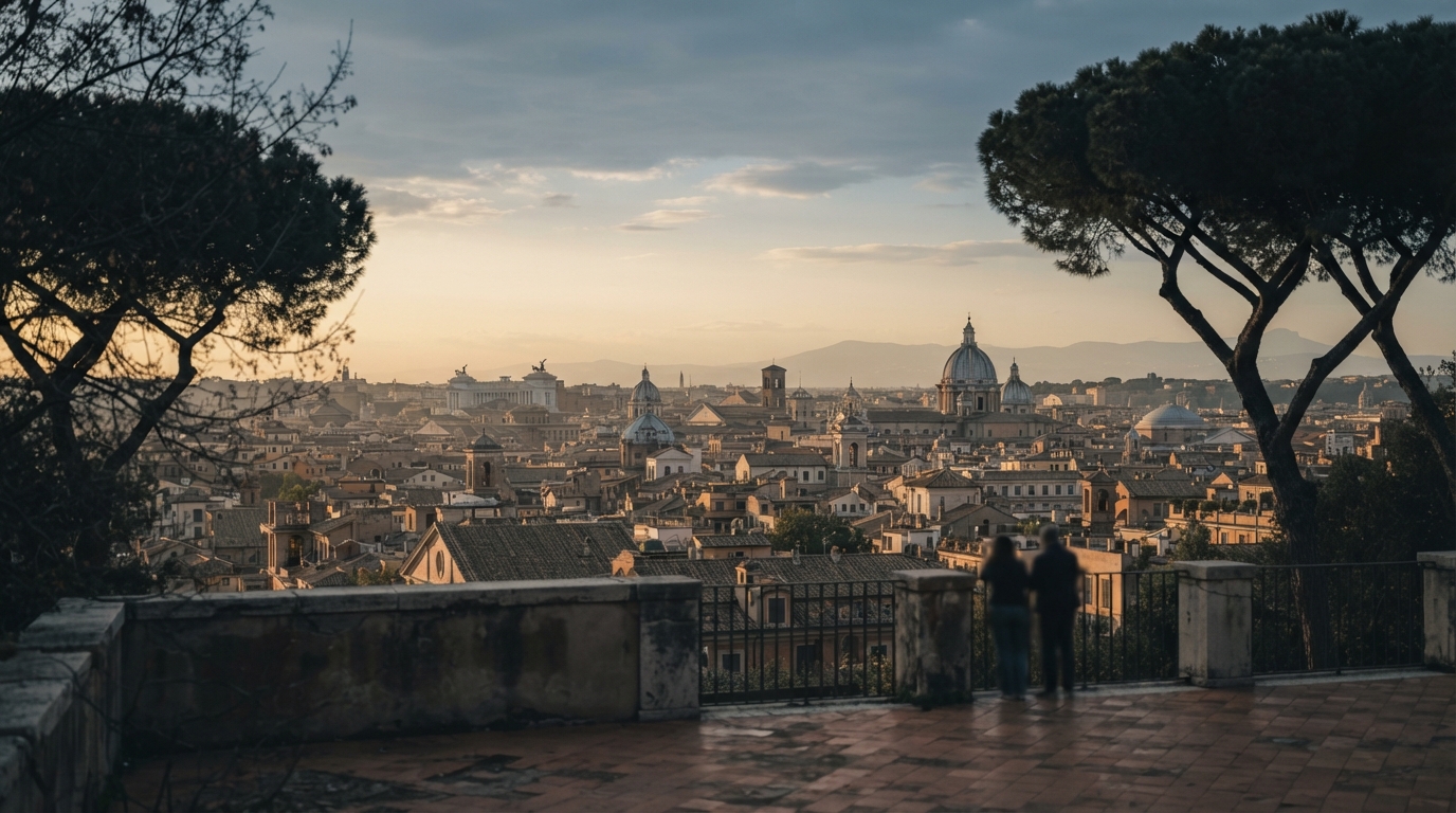 I tetti di Roma al tramonto