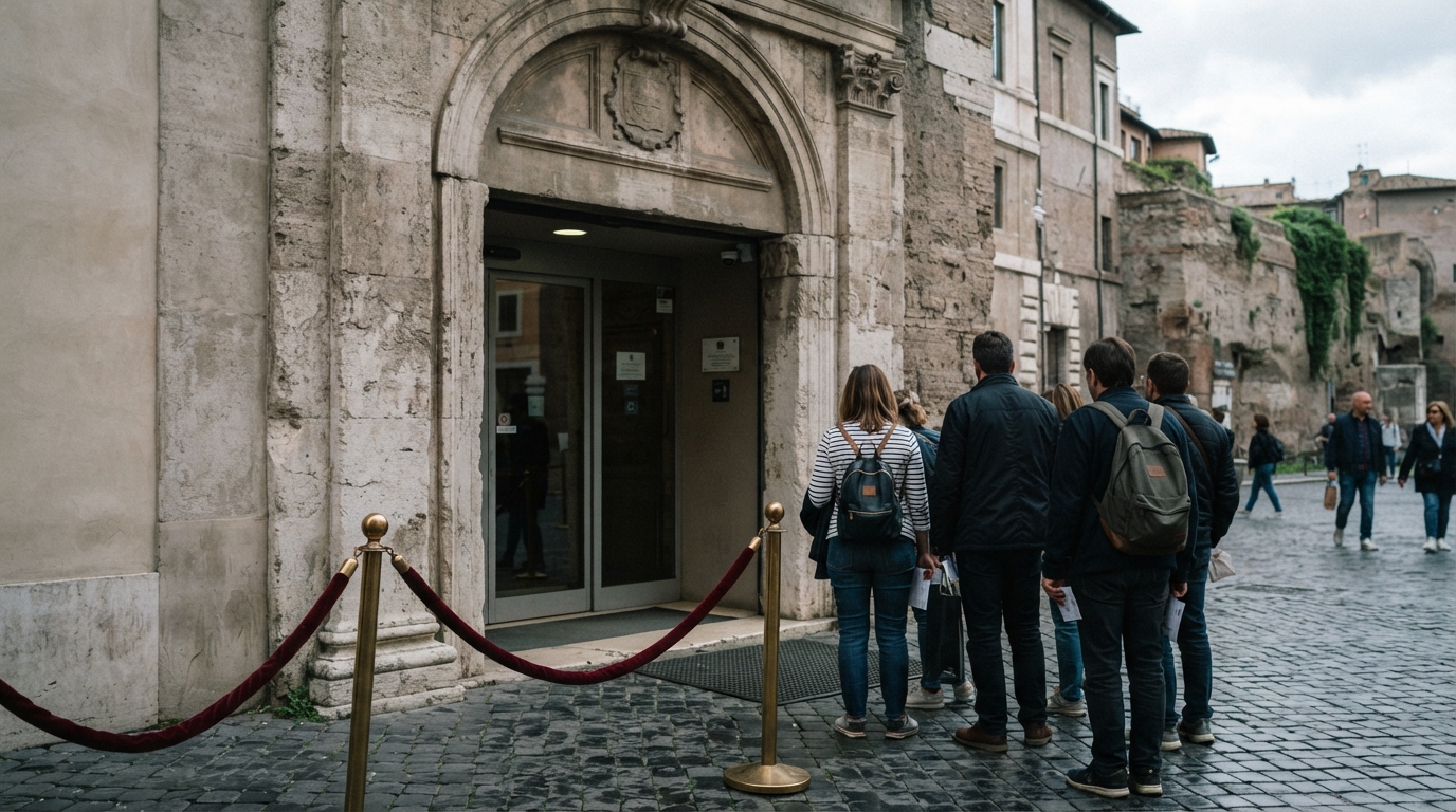 Fila all’ingresso ufficiale di un museo