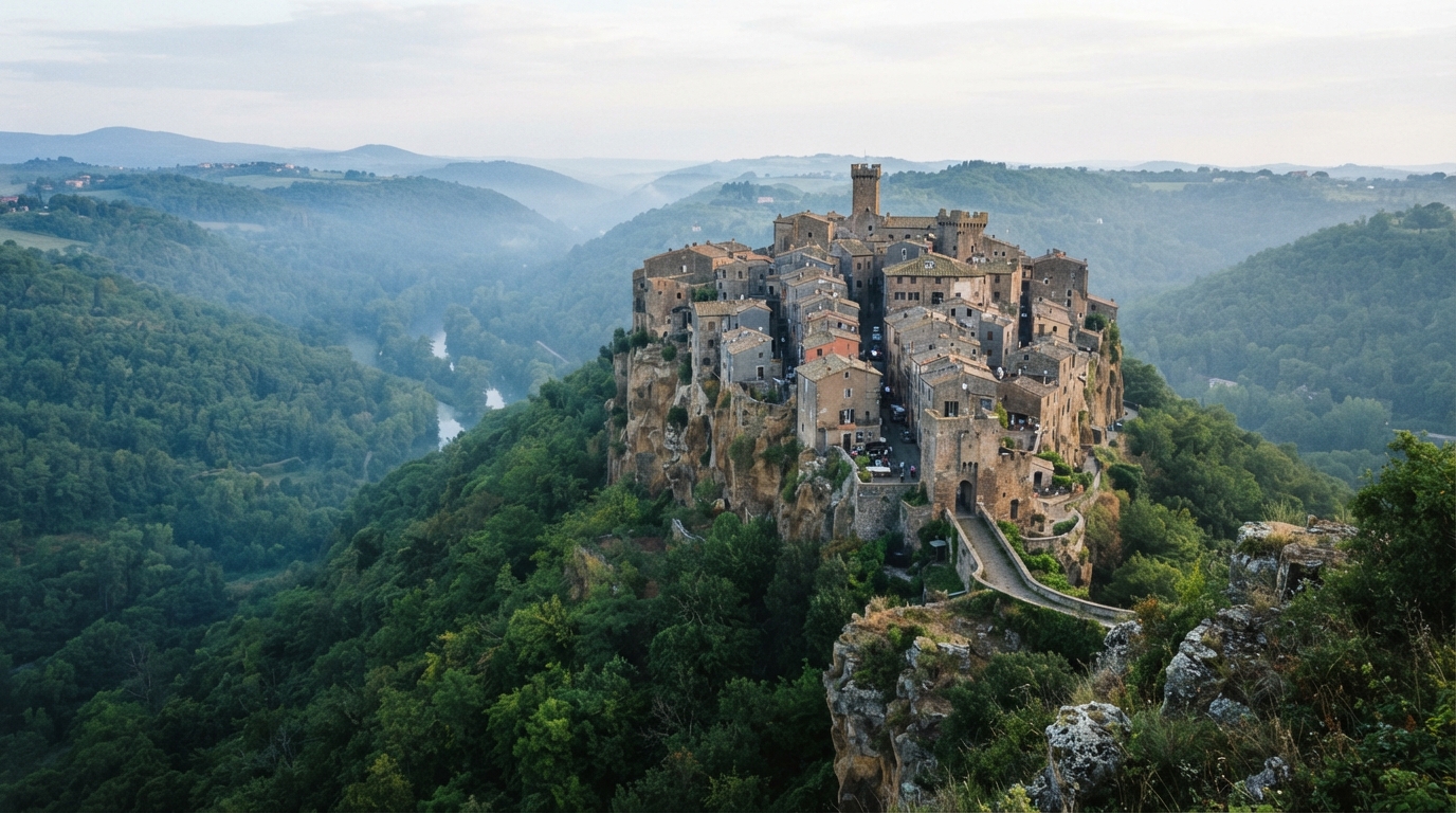 Borgo arroccato sullo sperone di tufo