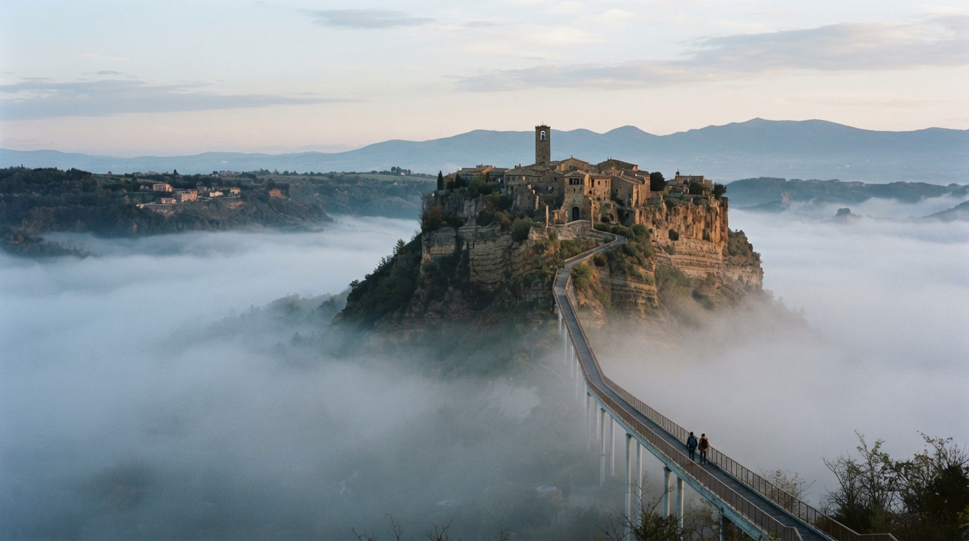 Civita di Bagnoregio nella nebbia